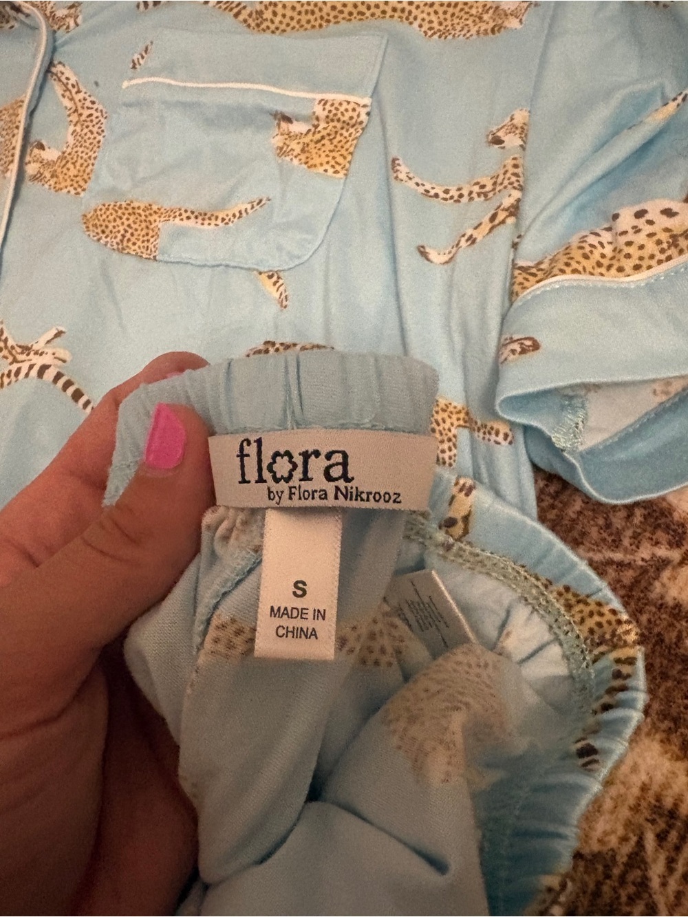 Light Blue Cheetah-Print Pajama Set - Picture 3 of 3